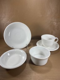 Set Of 5 Fiestaware White Dish Set- Plates, Cup, And More