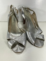 Women's Banana Republic Silver Tone Strappy Heel Shoes Size 10