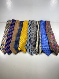 Men's Lot Of 10 Neck Ties Various Brands And Styles- Fendi, Allea, Lanvin, And More