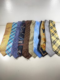 Men's Lot Of 10 Neck Ties- Brooks Brothers, Chaps, Joseph Abboud, And More