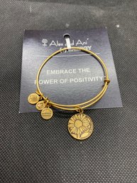 New Alex And Ani ' Niece' Sunflower Gold Tone Bracelet