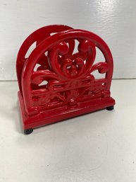 Red Coated Cast Iron Napkin Holder