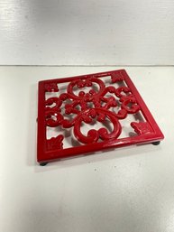 Red Coated Cast Iron Trivet