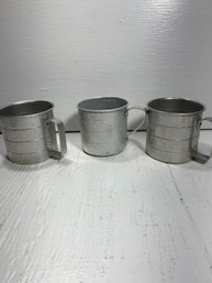 Lot Of 3 Vintage Aluminum Measuring Cups