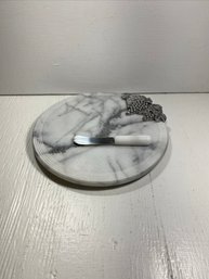 Grey And White Marble Cheese Cutting Board With Knife