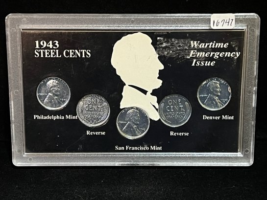 1943 - 1945 Wheat Cent Type Set With Wartime Steel Cents - P, D, & S