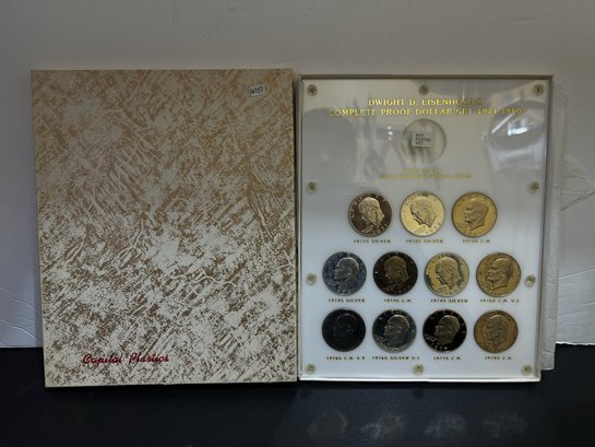 Framed Eisenhower Dollar Set 1971 - 1978 - 11 Coins - Proof And Uncirculated