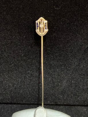 Vintage 18k White Gold Art Deco Lapel Pin