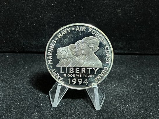 1994 US Mint Women In Military Service Memorial Commemorative Proof Silver Coin