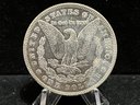1878 P Morgan Silver Dollar - 7/8 Tail Feathers Weak - Almost Uncirculated - Cleaned