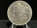 1878 P Morgan Silver Dollar - 7/8 Tail Feathers Weak - Almost Uncirculated - Cleaned