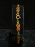.800 Silver Gold Plated Bracelet With Orange And Brown Enamel Beads