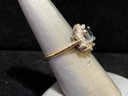 Vintage 14K Gold Natural Sapphire Ring With Diamonds (0.36ct) Size 8
