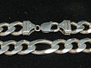 925 Sterling Silver Figaro Cuban Link Chain Necklace - 24 Inches 13mm Links