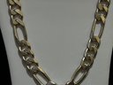 925 Sterling Silver Figaro Cuban Link Chain Necklace - 26 Inches 14mm Links