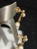 Vintage 14k Gold Diamond And Pearl Earrings