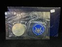1971 U.S. Mint Eisenhower San Francisco Uncirculated Dollar Blue Envelope