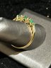 Vintage 10k Gold 3 Stone Emerald Ring