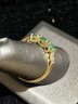 Vintage 10k Gold 3 Stone Emerald Ring