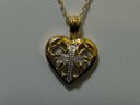 Danbury Mint 925 Sterling Silver Chain And Lord's Prayer Cross Heart Pendant