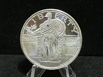 Vintage  .999 US One Troy Ounce Standing Liberty Quarter Design Silver Round