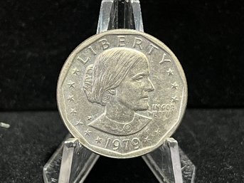 1979 Susan B Anthony Dollar Coin Wide Rim Near Date Variety - Rare Variety