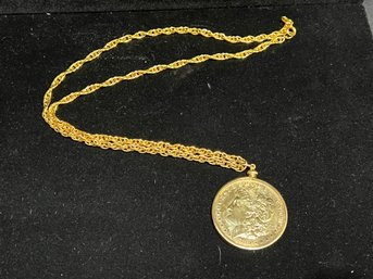1900 Gold Plated Morgan Silver Dollar Chain Necklace