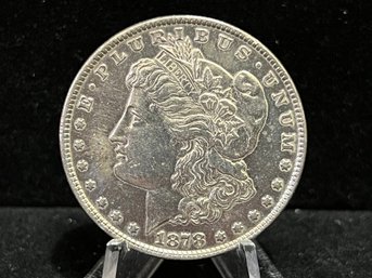 1878 P Morgan Silver Dollar - 8 Tail Feathers - Almost Uncirculated - Cleaned
