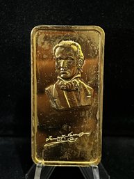 The Hamilton Mint American Presidents 'James K. Polk' Gold Plated One Troy Ounce .999 Fine Silver Bar