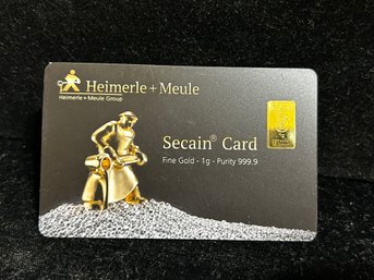 Heimerle  Meule Certified 1 Gram .999 Fine Gold Bar