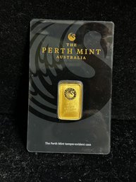 Perth Mint Certified 5 Gram .999 Fine Gold Bar