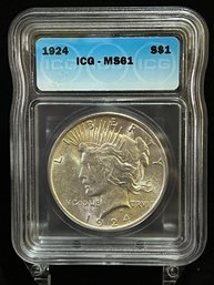 1924 Peace Silver Dollar ICG MS61
