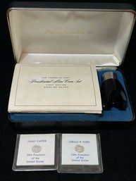 The Franklin Mint Presidential Miniature Silver Coin Set With Magnifier