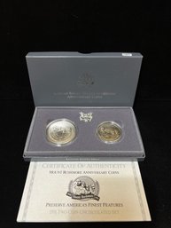 1991 US Mint Mount Rushmore Two Coin Anniversary Uncirculated Set
