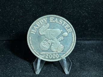 2000 Happy Easter Peanuts / Snoopy One Troy Ounce .999 Fine Silver Round