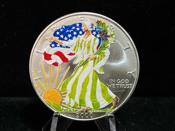 2000 American Eagle Silver Dollar - Uncirculated - Painted