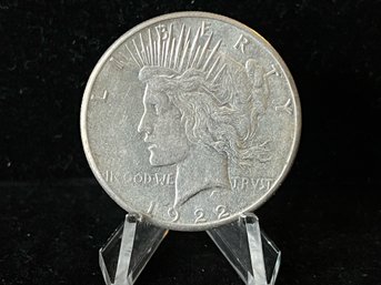1922 S Silver Peace Dollar - Almost Uncirculated