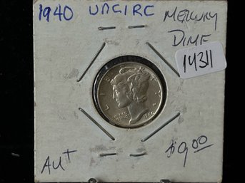 1940 P Mercury Silver Dime - Uncirculated
