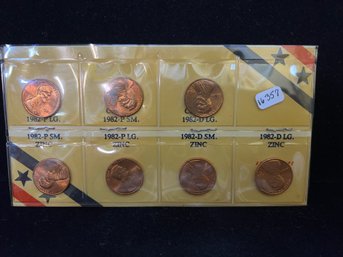 1982 US Lincoln Penny Variety 7 Coin Set