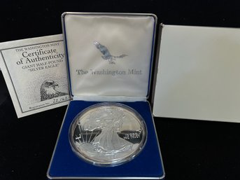 1995 Washington Mint Giant Silver Eagle Eight Troy Ounce .999 Fine Silver Round