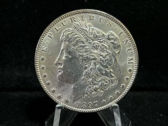 1897 P Morgan Silver Dollar - Struck Through Error - Uncirculated