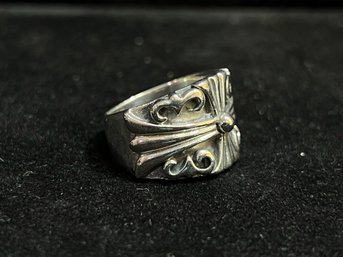 925 Sterling Silver Decorative Symmetrical Statement Ring - Size 6.5