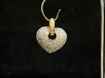 14K Yellow Gold Diamond Encrusted Heart Pendant