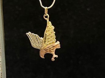 14K Yellow Gold Bright Cut Eagle Pouncing Pendant