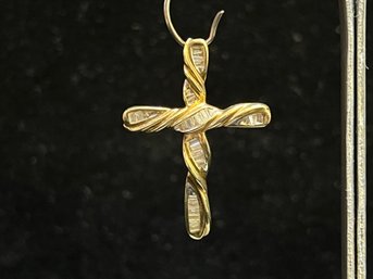 10K Yellow Gold Diamond Cross Pendant