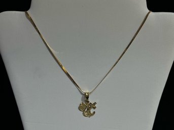 14K Yellow Gold S Link Necklace With Heart Cross And Anchor Pendant - 18 Inches