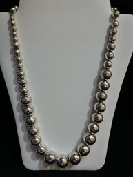 925 Sterling Silver Polished Bead Necklace  - 20 Inches