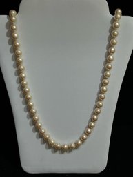 Gold Filled Clasp Pearl Necklace - 34 Inches - 8mm