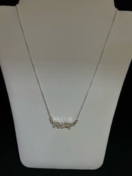 925 Sterling Silver Synthetic Diamond 'Phat' Pendant Chain Necklace - 16 Inches