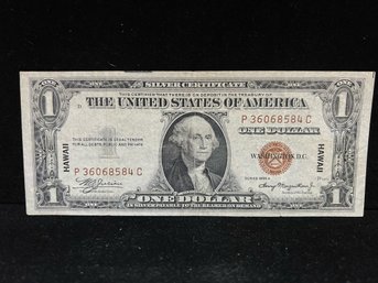 Series 1935 A US Hawaii Overprint $1 Small Size Silver Certificate - Almost Uncirculated